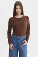 Polera body café oscuro para mujer de manga larga y corte ajustado sin estampa lisa ideal para looks casuales