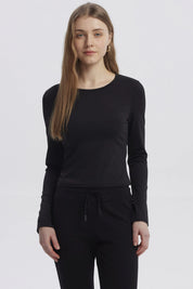 Polera Mujer Lazo Puño Negro