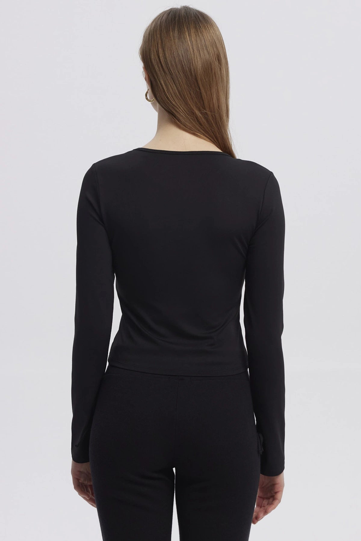 Polera Mujer Lazo Puño Negro