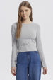 Polera Mujer Lazo Puño Gris Melange