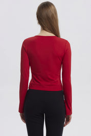 Polera Mujer Lazo Puño Rojo