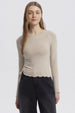 Polera Mujer Juvenil Cuello Bote Recogido Beige