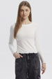 Polera Mujer Juvenil Cuello Bote Recogido Crudo