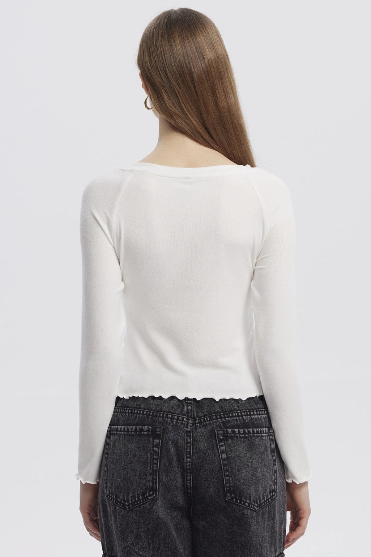 Polera Mujer Juvenil Cuello Bote Recogido Crudo