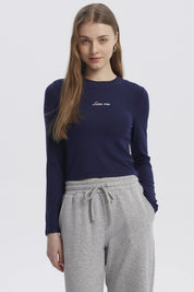 Polera Mujer Mini Print Azul Oscuro