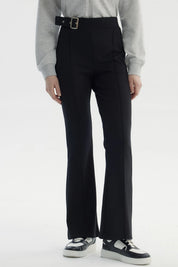 Pantalón Mujer Aplicación Hebilla Negro