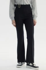 Pantalón Mujer Aplicación Hebilla Negro