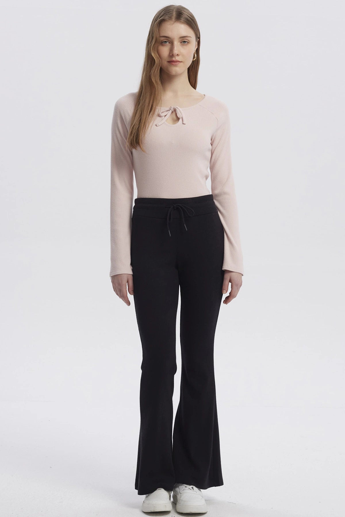 Pantalón Mujer Tejido Flare Negro