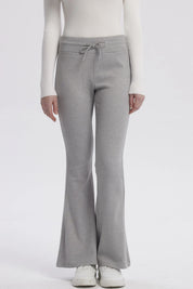 Pantalón Mujer Tejido Flare Gris Melange