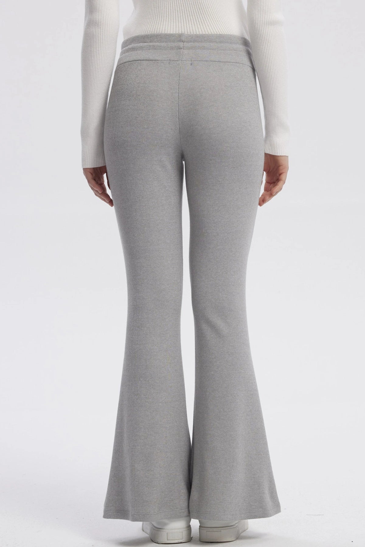 Pantalón Mujer Tejido Flare Gris Melange