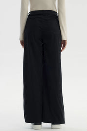 Pantalón Mujer Wide Leg Cotelé Negro