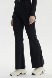 Pantalón Mujer Flare Cinturón Negro