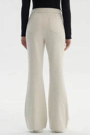 Pantalón Mujer Flare Cinturón Beige Claro