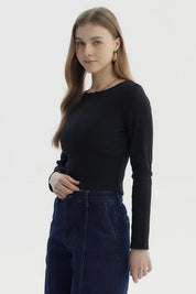 Polera Mujer Cierre Delantero Negro