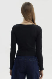 Polera Mujer Cierre Delantero Negro