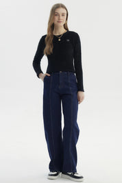 Polera Mujer Con Textura Afelpada Negro