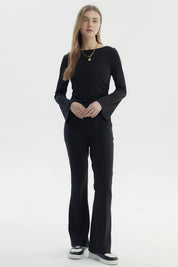 Polera Mujer Flare Recogidos Negro