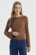 Polera Mujer Flare Recogidos Camel Oscuro