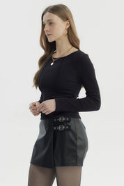 Polera Mujer Cortes Roule Negro