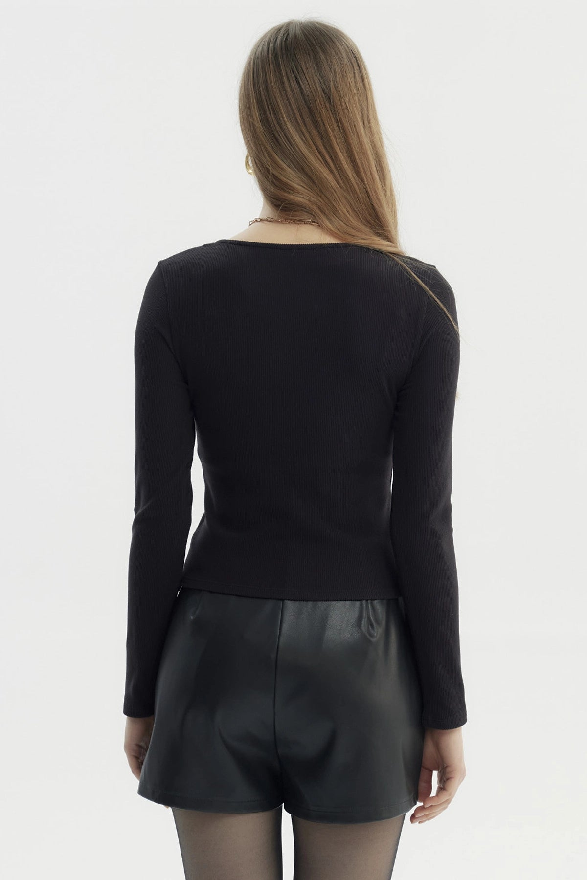 Polera Mujer Cortes Roule Negro