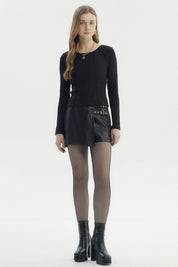 Polera Mujer Cortes Roule Negro