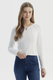 Polera Mujer Cortes Roule Blanco