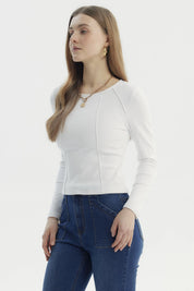 Polera Mujer Cortes Roule Blanco