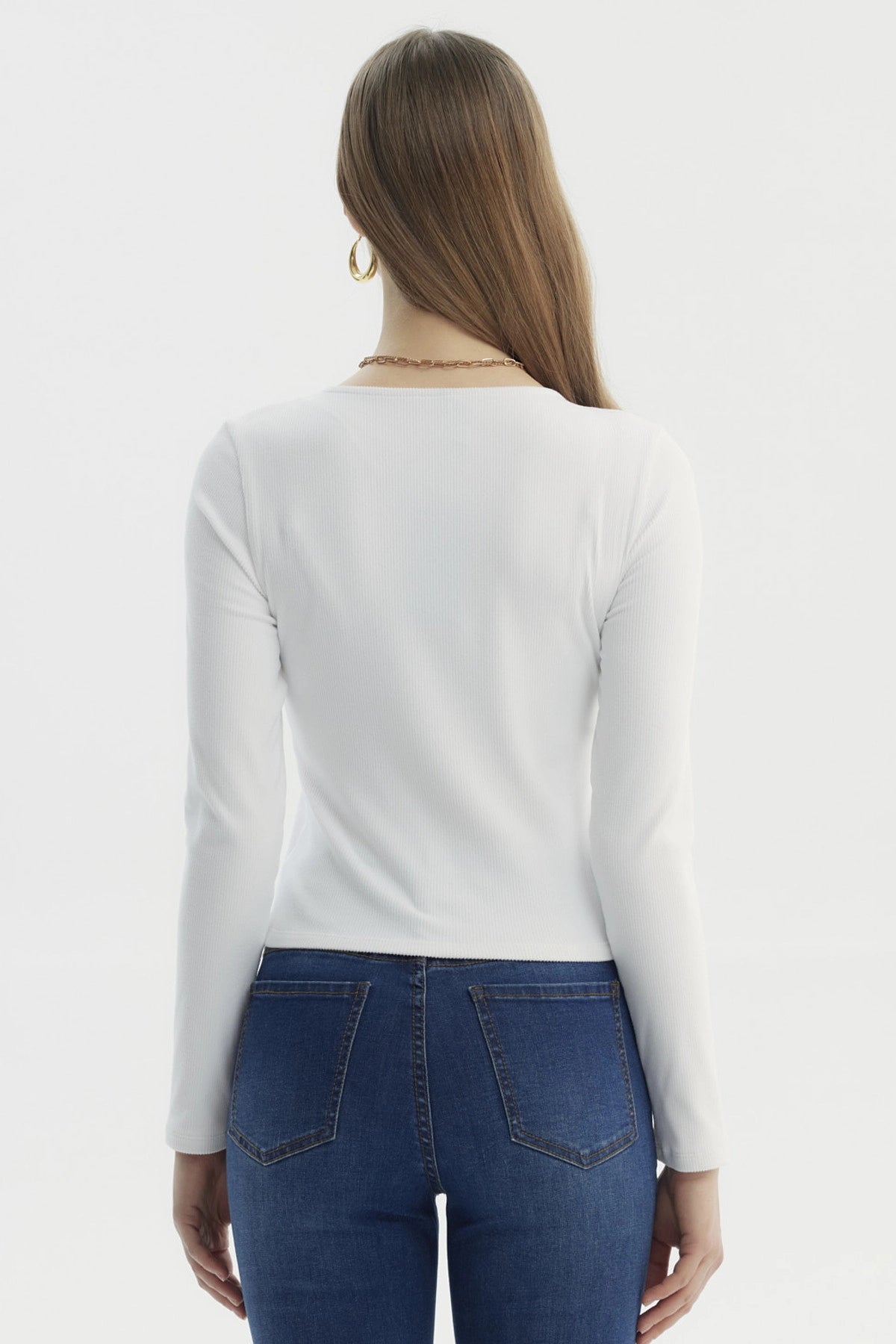 Polera Mujer Cortes Roule Blanco
