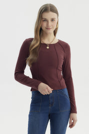 Polera Mujer Cortes Roule Burdeo