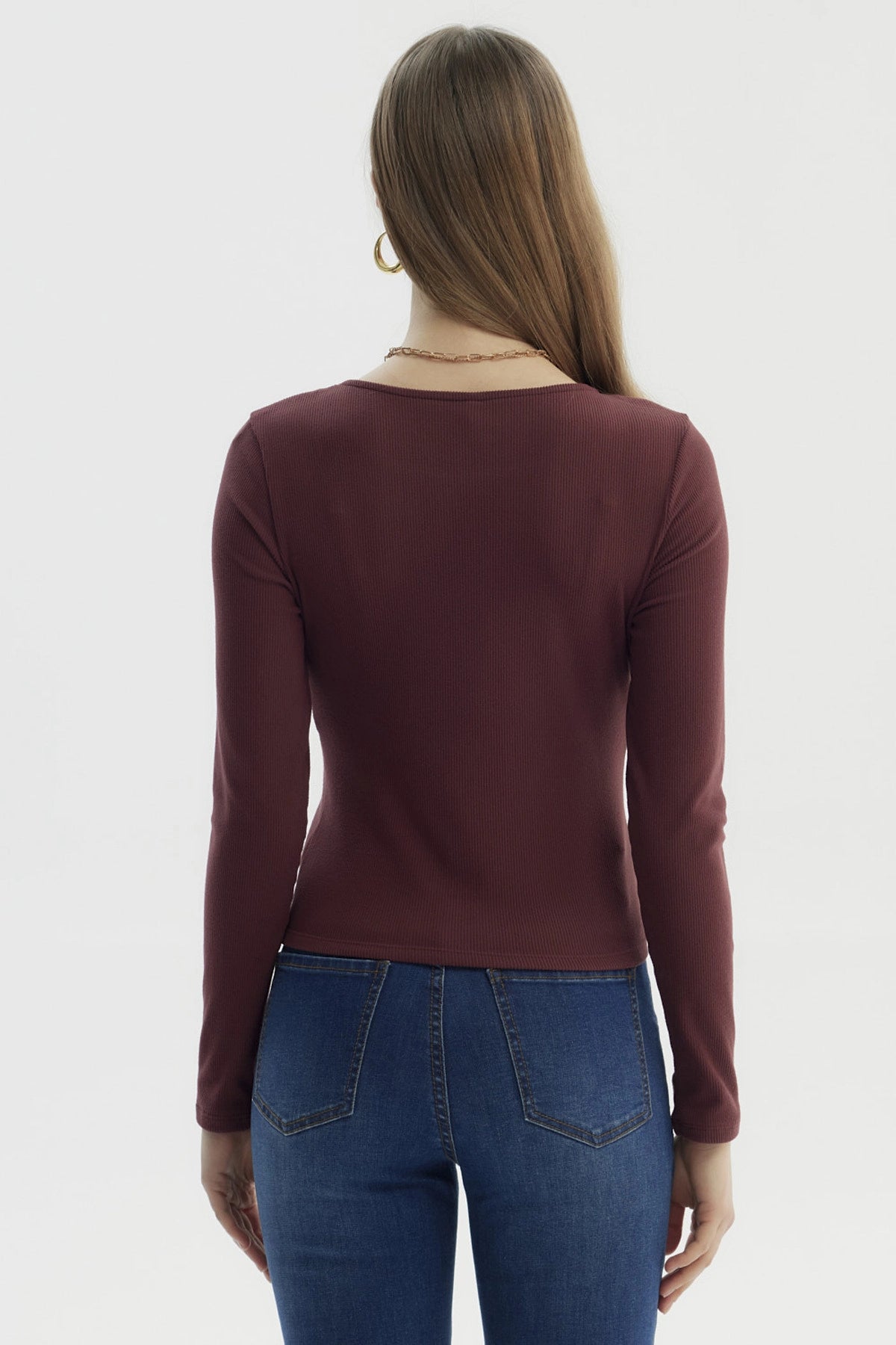 Polera Mujer Cortes Roule Burdeo