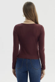 Polera Mujer Cortes Roule Burdeo