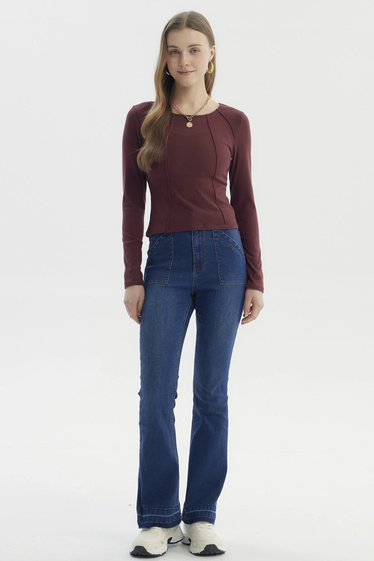 Polera Mujer Cortes Roule Burdeo