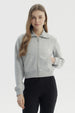 Polerón Mujer Cuello Alto Full Zipper Gris Melange