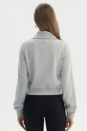Polerón Mujer Cuello Alto Full Zipper Gris Melange