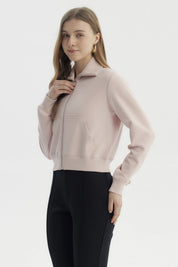 Polerón Mujer Cuello Alto Full Zipper Rosado
