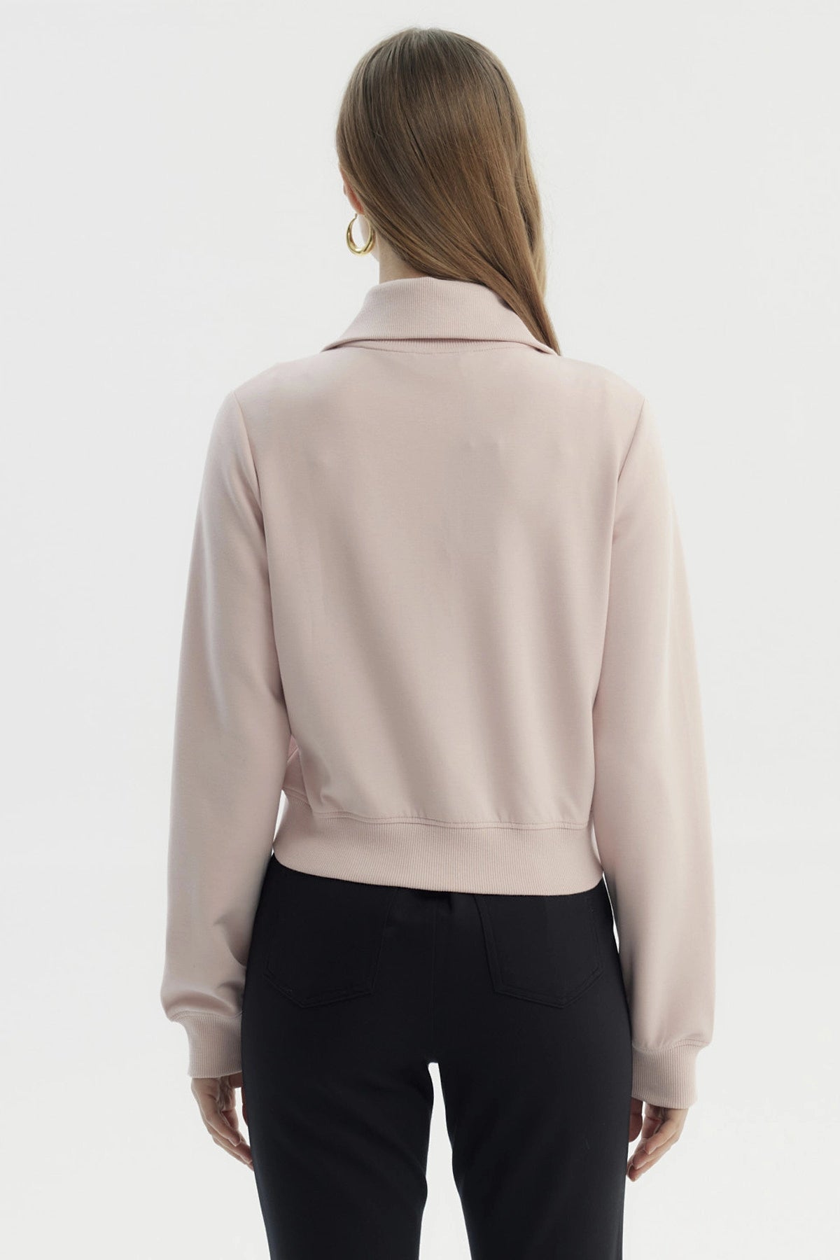 Polerón Mujer Cuello Alto Full Zipper Rosado