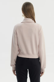 Polerón Mujer Cuello Alto Full Zipper Rosado