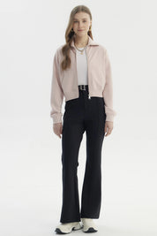 Polerón Mujer Cuello Alto Full Zipper Rosado