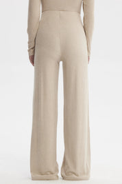 Pantalón Mujer Wide Leg Beige
