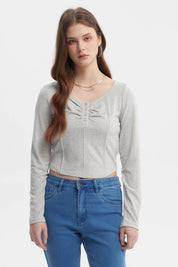 Polera Mujer Ajustado Gris