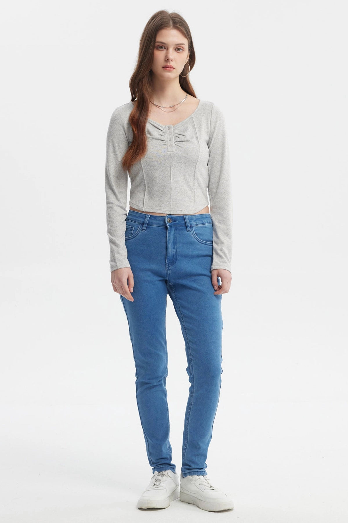Polera Mujer Ajustado Gris