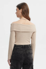 Polera Mujer Slim Hombro Descubierto Beige