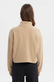 Polerón Mujer Slim Half Zipper Beige