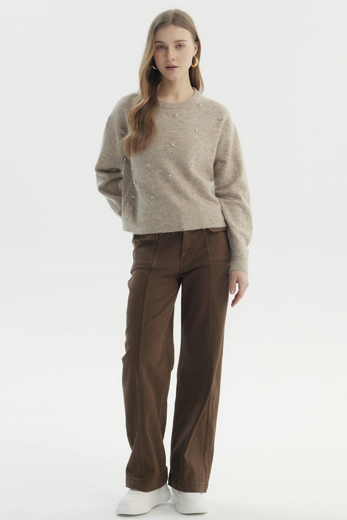 Sweater Mujer Regular Beige