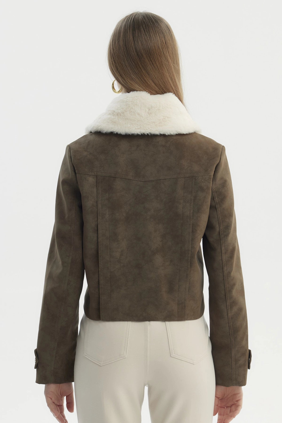 Chaqueta Mujer Cuello Camisero Café