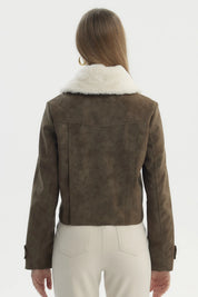 Chaqueta Mujer Cuello Camisero Café