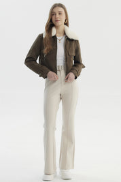 Chaqueta Mujer Cuello Camisero Café