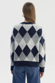 Sweater Mujer Slim Cuello V Gris