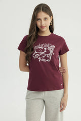Polera Mujer Slim Burdeo
