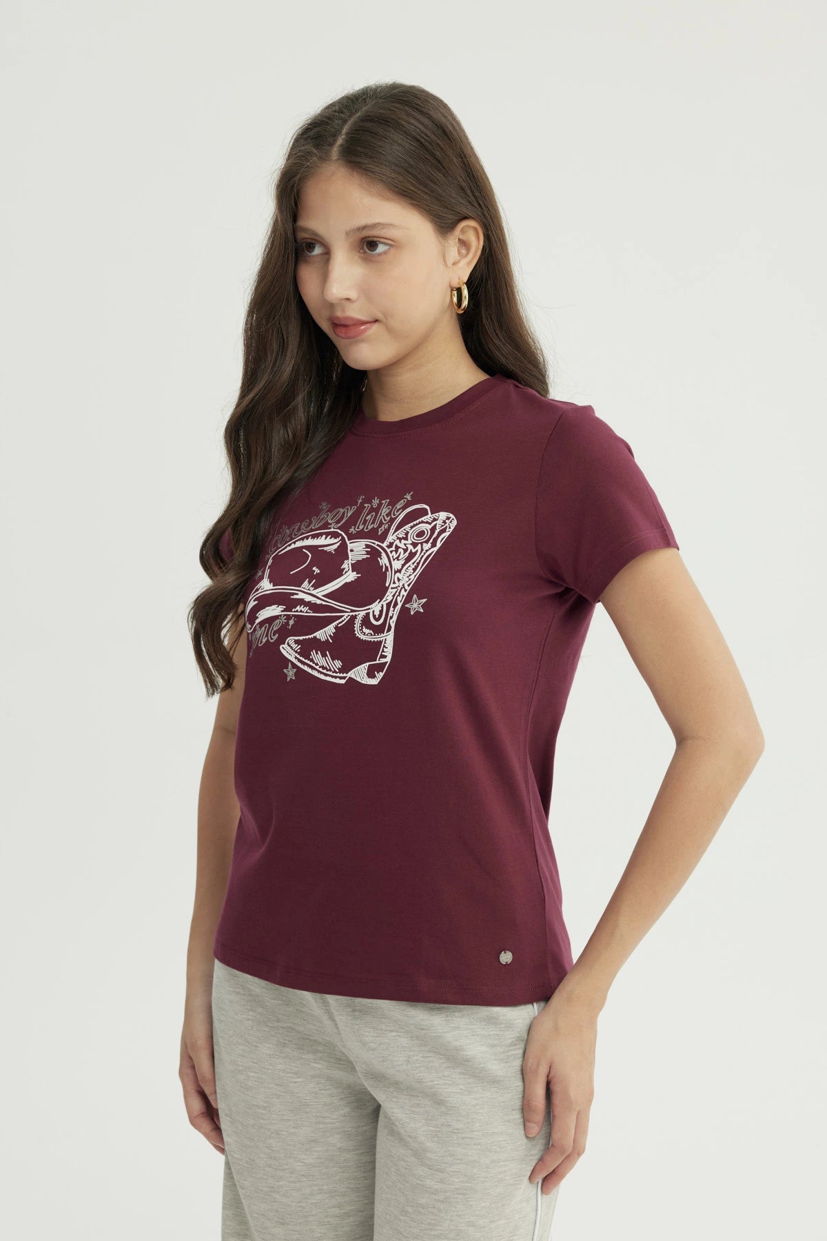 Polera Mujer Slim Burdeo